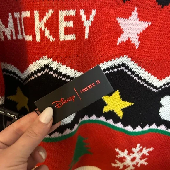 Disney x Forever 21 Multicolor Christmas Mickey and Friends Cardigan - Picture 4 of 4